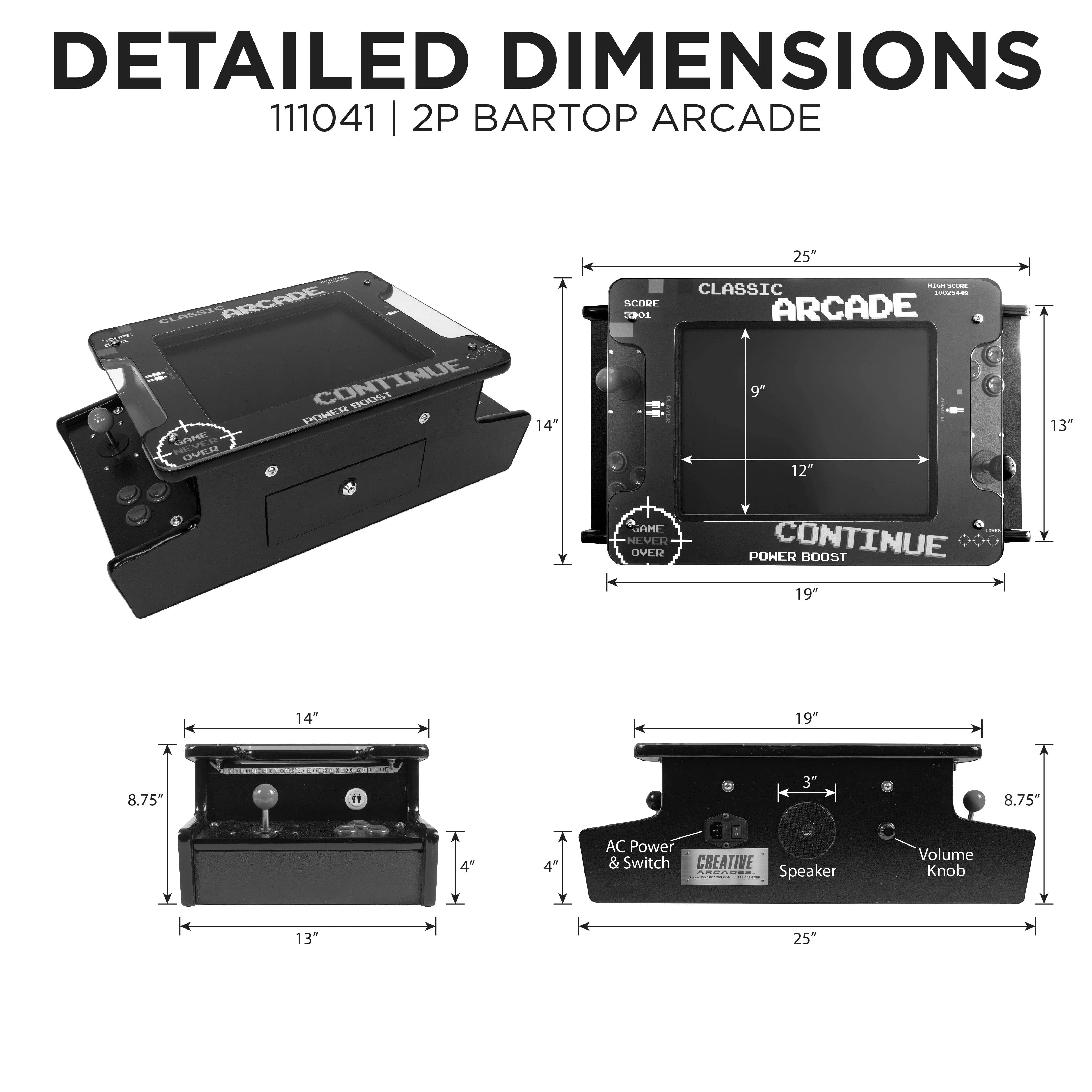 Creative Arcades 2-Player Mini Cocktail 15" Arcade Machine