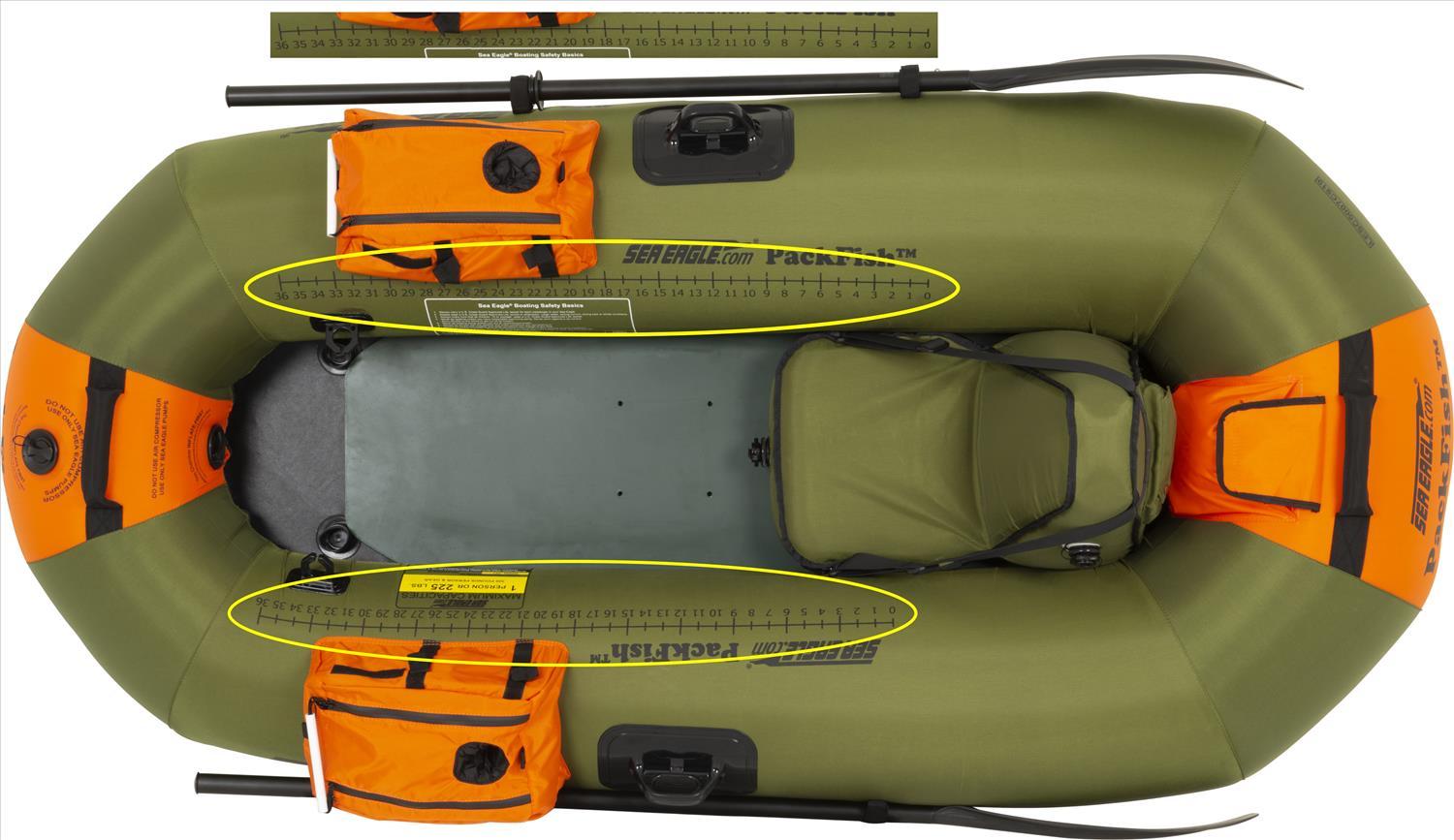 Sea Eagle PackFish 7 Inflatable Boat Pro Fishing Package, Green/Orange (New)