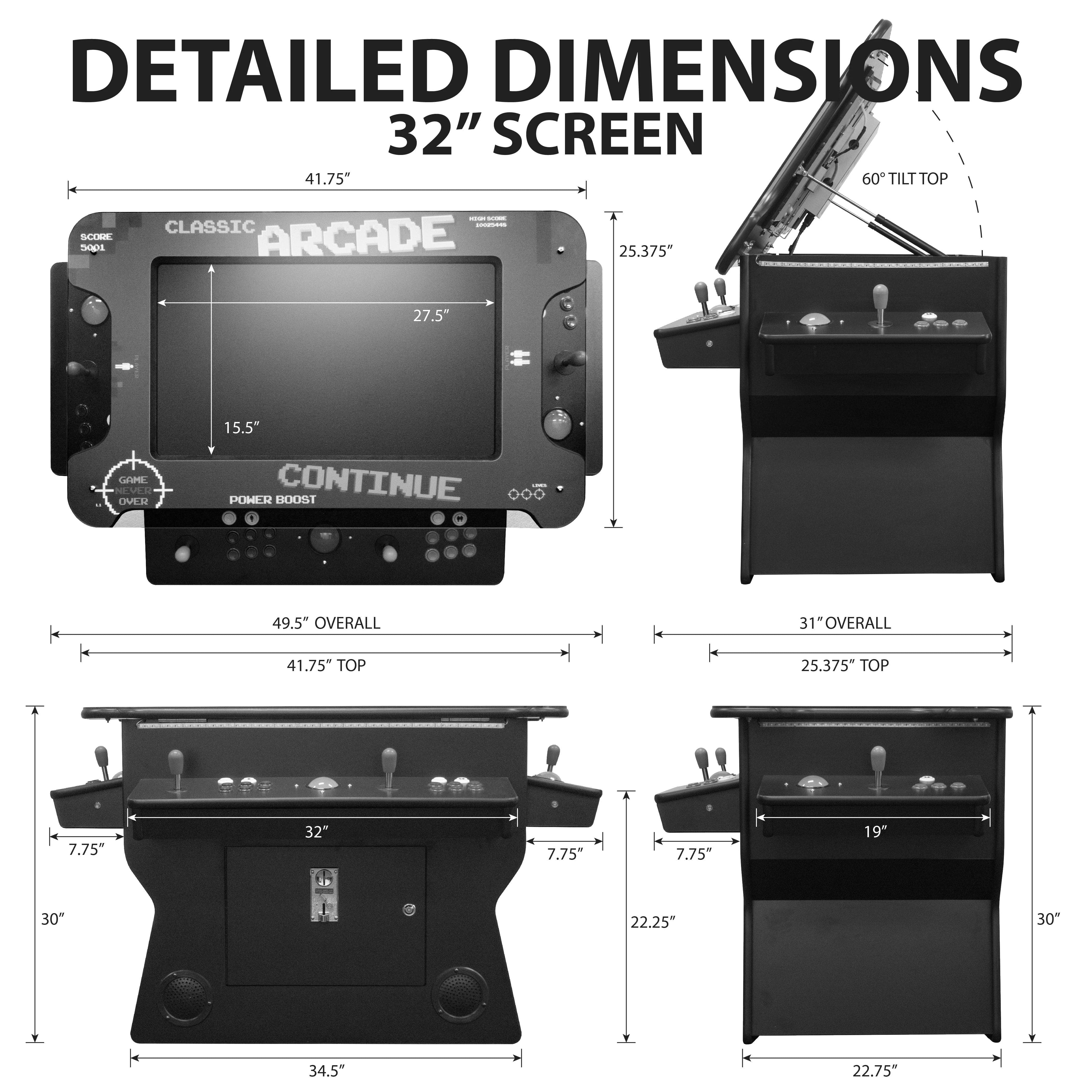 Creative Arcades 3-Sided Tilt Cocktail Table Arcade Machine