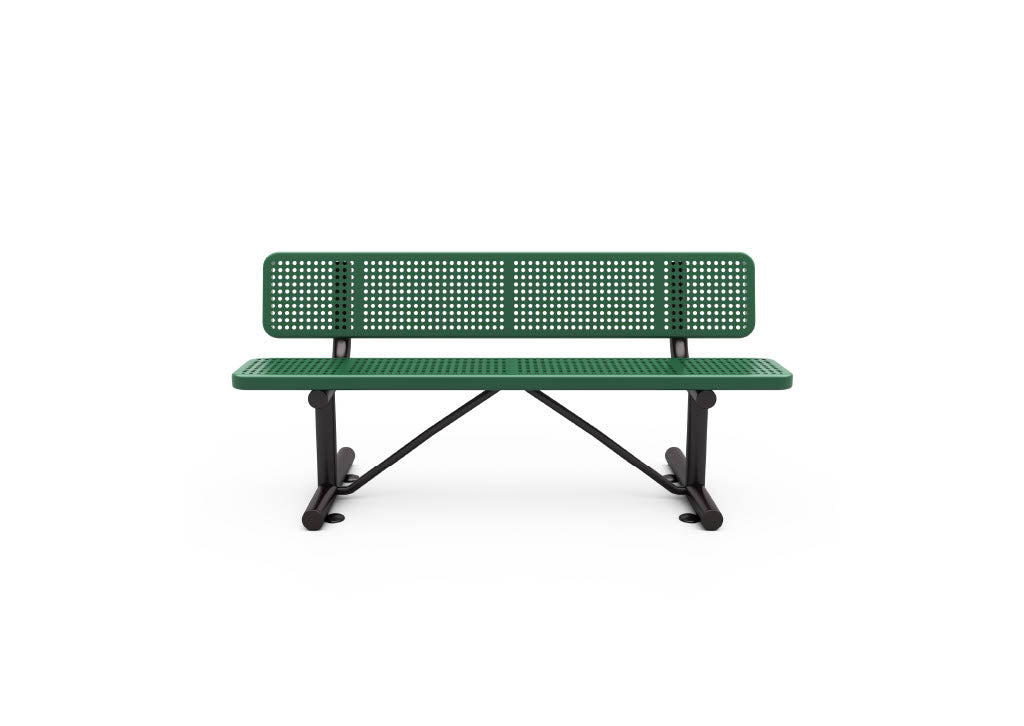 World Klass Play 6€² Commercial Metal Park Bench €“ Inground Mount