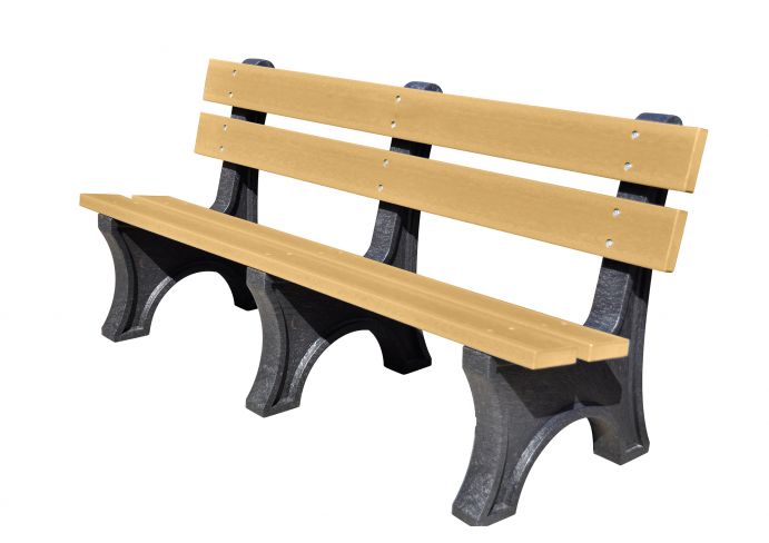 UltraSite 100% Recycled Bench with Back, 2 X 6 Planks