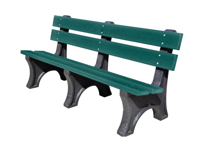 UltraSite 100% Recycled Bench with Back, 2 X 6 Planks