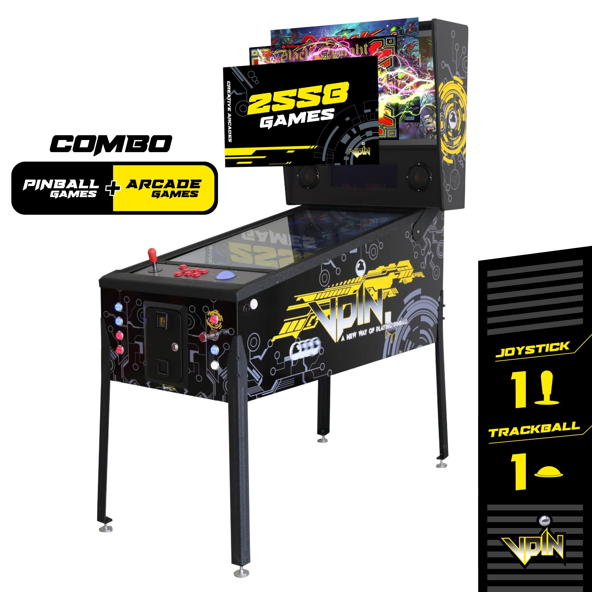 Creative Arcades The Pincade Combo 1-Player Pinball & Arcade Machine (2558 Games)