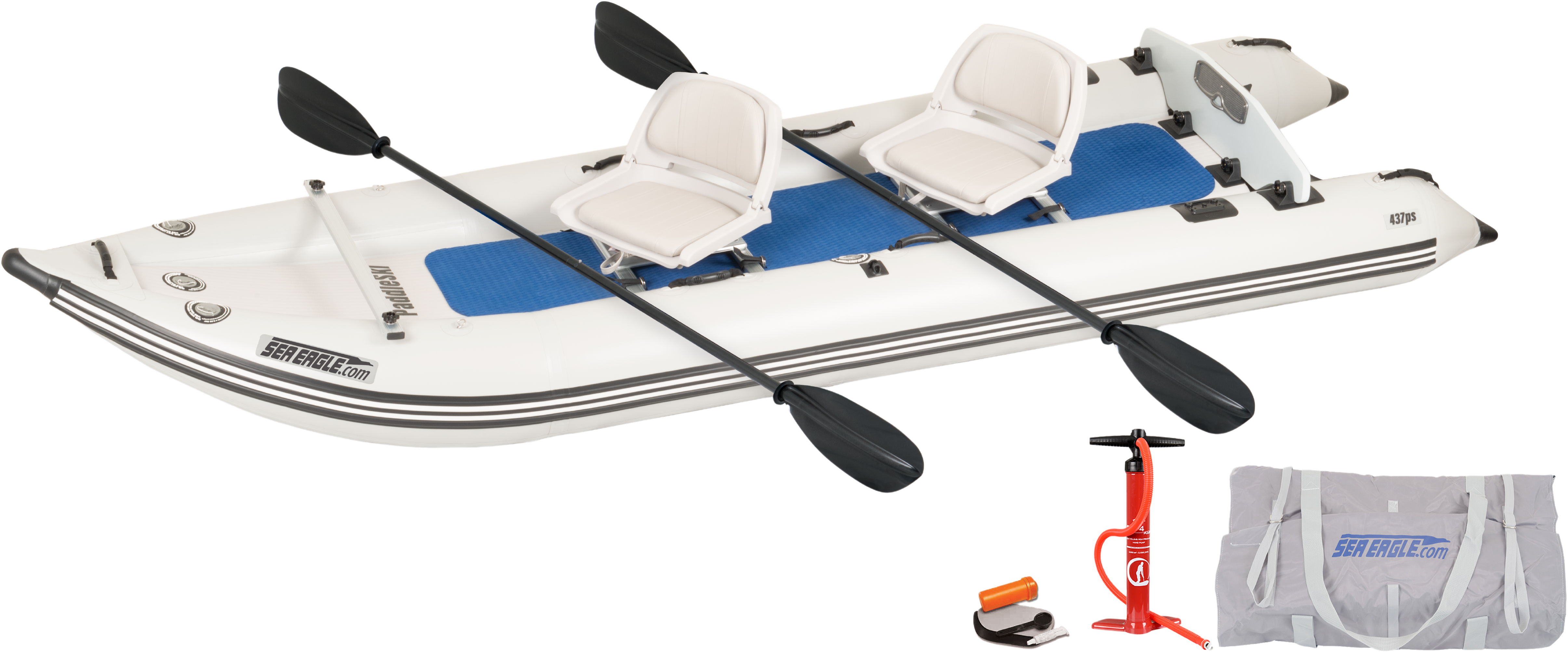 Sea Eagle 437PS PaddleSki Inflatable Catamaran Boat 2-Person Swivel Seat Package (New)