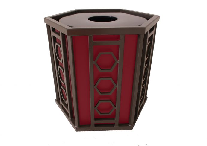 UltraSite 32 Gallon Huntington Receptacle With Flat Top Lid & Plastic Liner