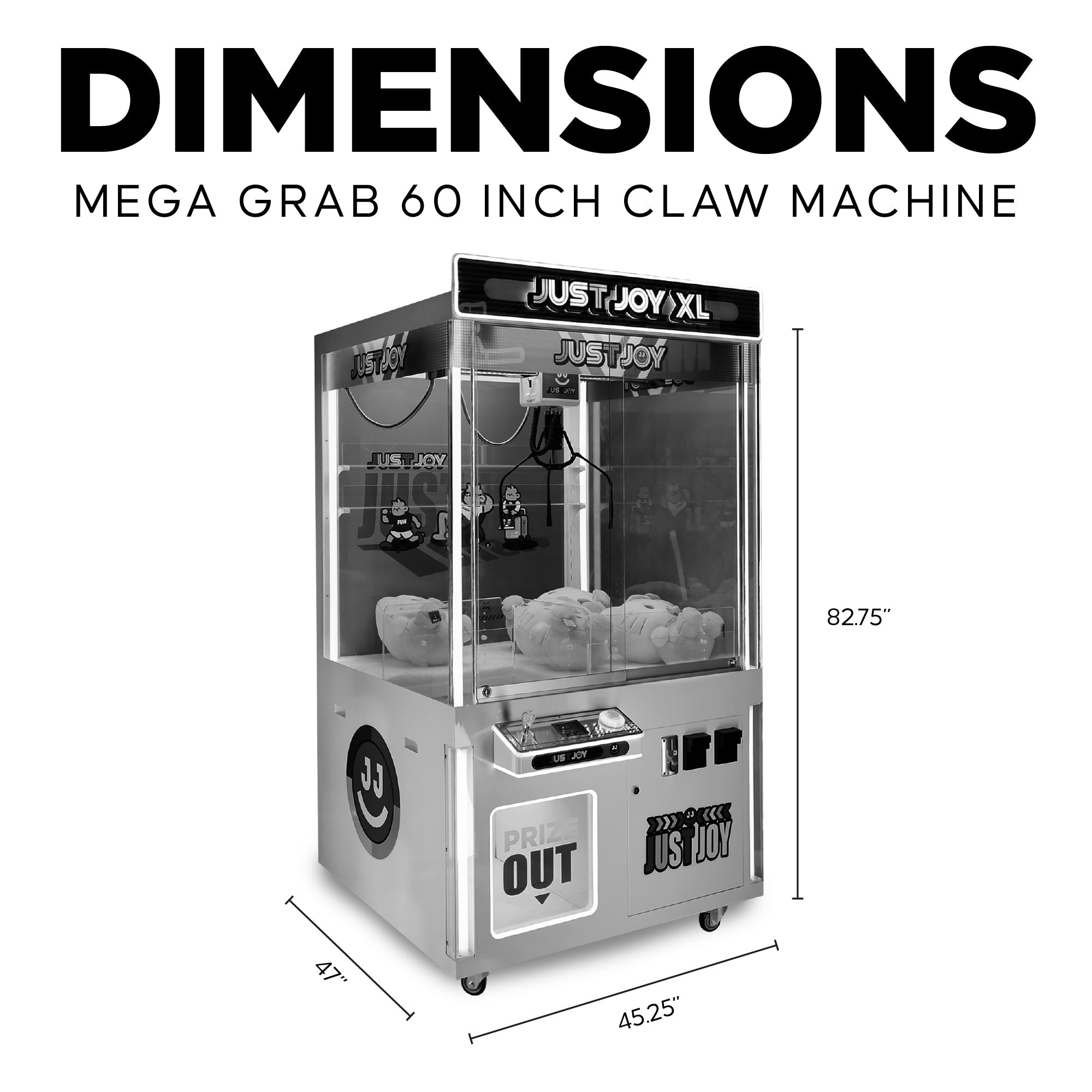 Creative Arcades Mega Grab XL 60" Claw Machine with Neon Lights