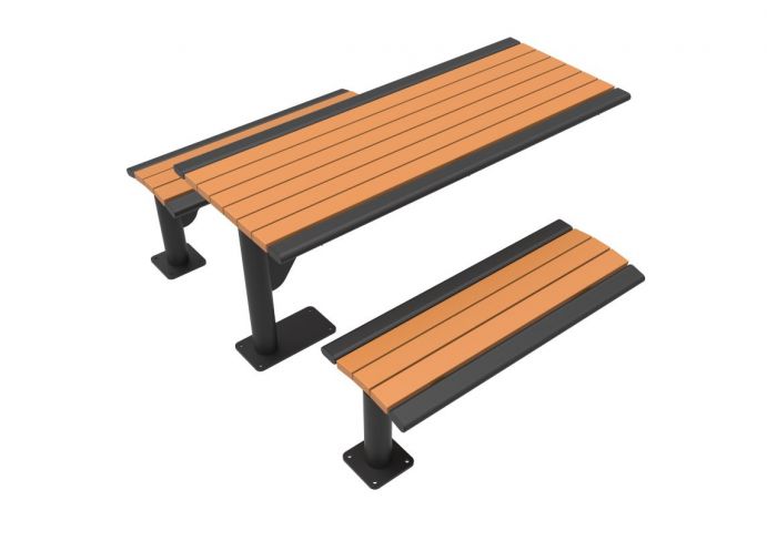 UltraSite 6' Phoenix Cantilever Horizontal Steel Slat Table