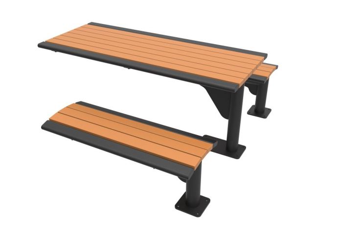 UltraSite 6' Phoenix Cantilever Horizontal Steel Slat Table