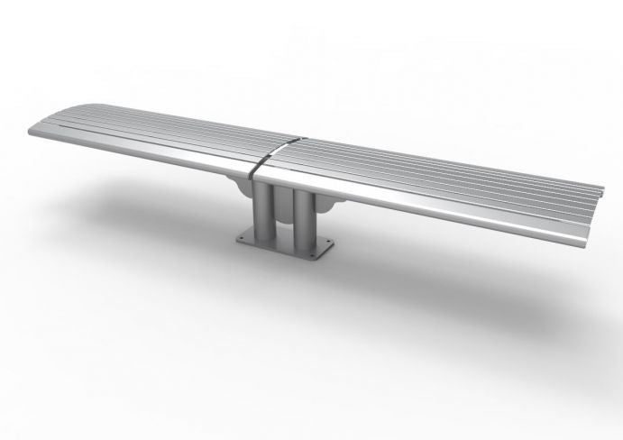 UltraSite 8' Phoenix Double Cantilever Horizontal Steel Slat Bench