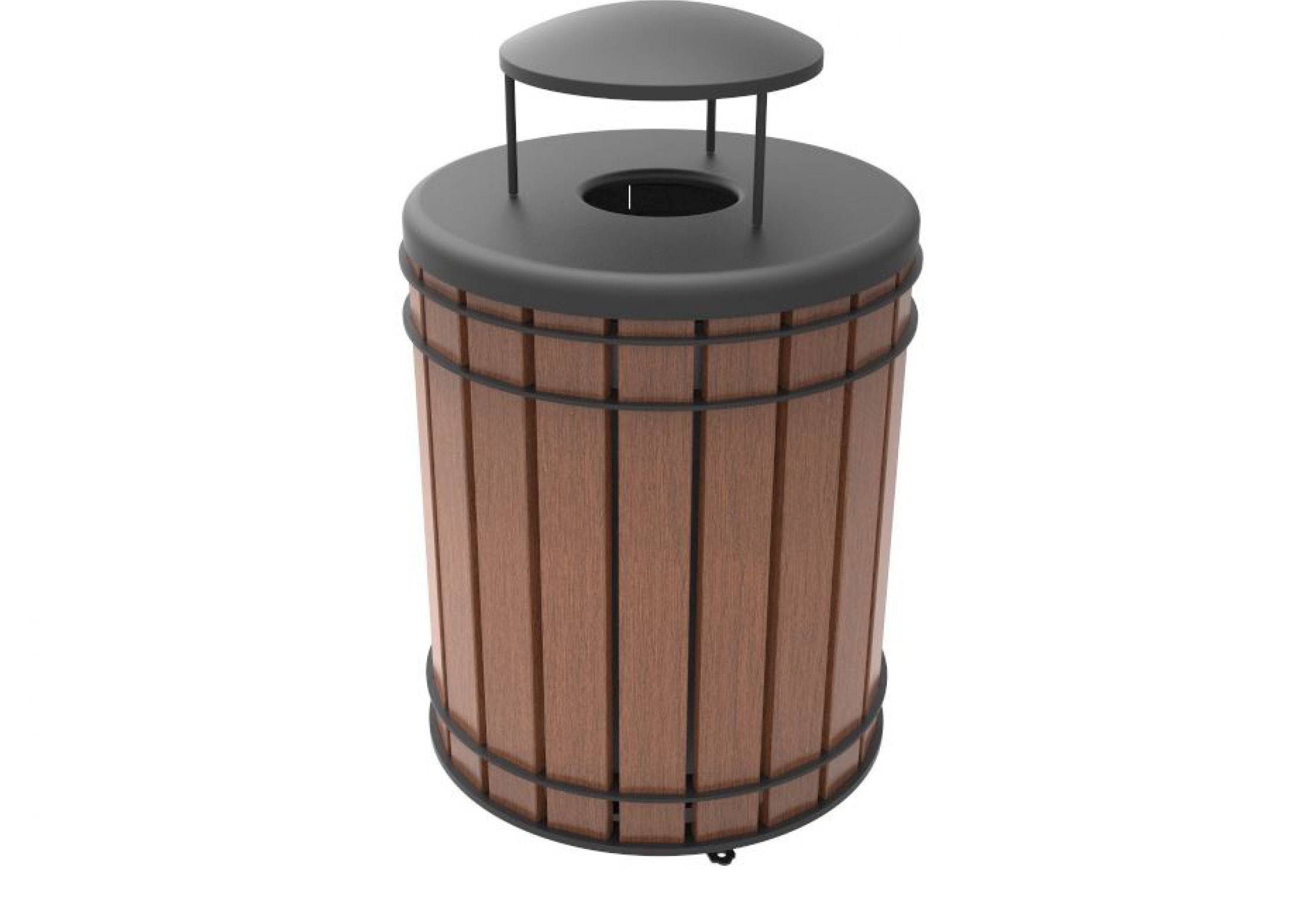 UltraSite 36 Gallon Madison Receptacle with Flat Top Lid & Liner, Ipe Wood