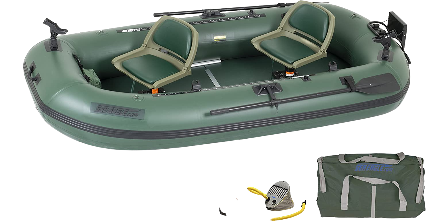 Sea Eagle Stealth Stalker STS10 Inflatable Portable Frameless Fishing Boat Pro Package, Green (New)