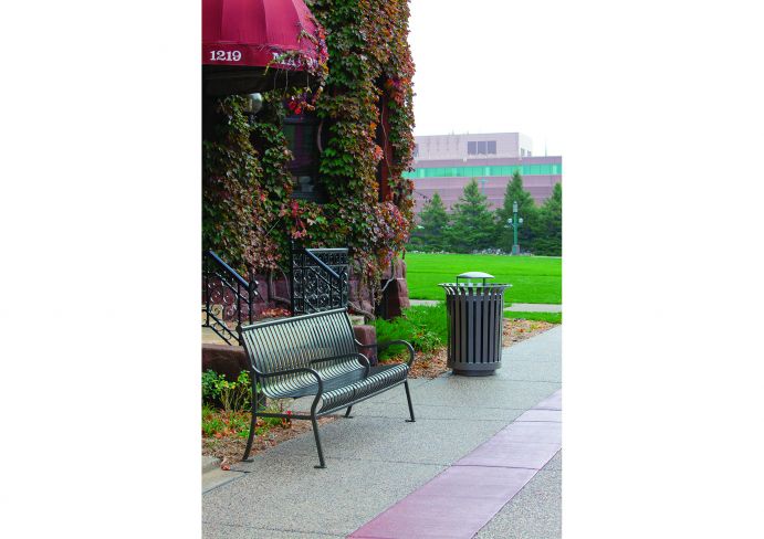 UltraSite 4' Hamilton Bench with Back, Horizontal Slat Center Arm Rest