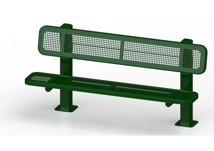UltraSite 8' Bollard Style Single Sided Bench, Diamond Rolled Edge