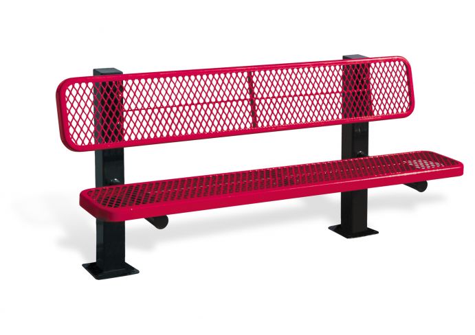UltraSite 8' Bollard Style Single Sided Bench, Diamond Rolled Edge