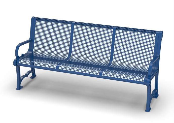 UltraSite 8' Charleston Bench with Back, Perforated