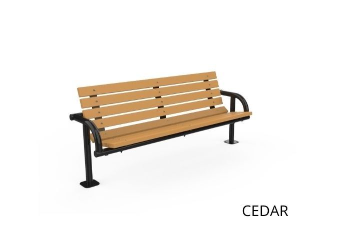 UltraSite 8' Single-Post Contour Park Bench, 8 Slats 2 X 4 Planks