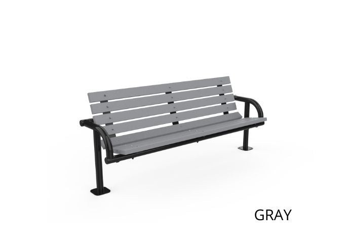 UltraSite 8' Single-Post Contour Park Bench, 8 Slats 2 X 4 Planks