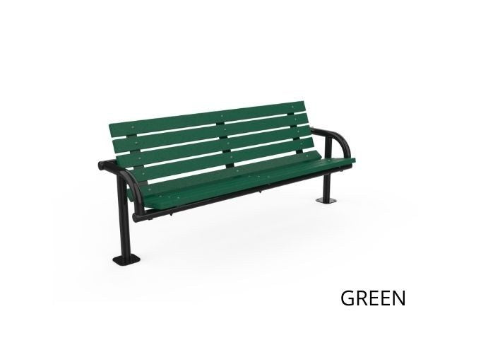 UltraSite 8' Single-Post Contour Park Bench, 8 Slats 2 X 4 Planks
