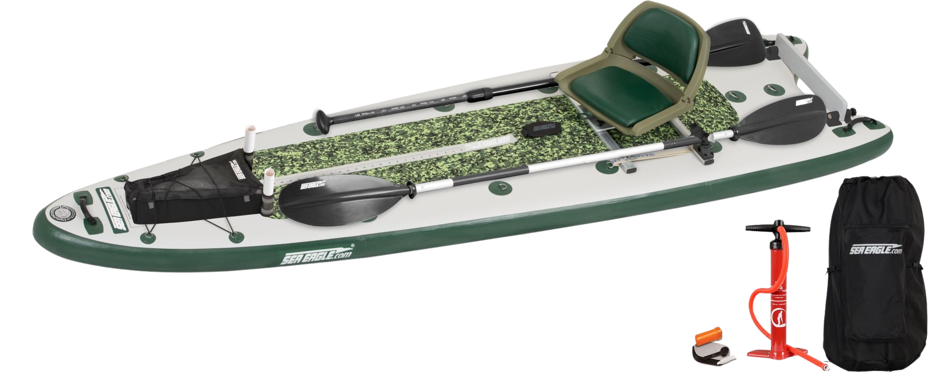 Sea Eagle FishSUP 126 Inflatable Fishing SUP Swivel Seat Fishing Rig Package (New)
