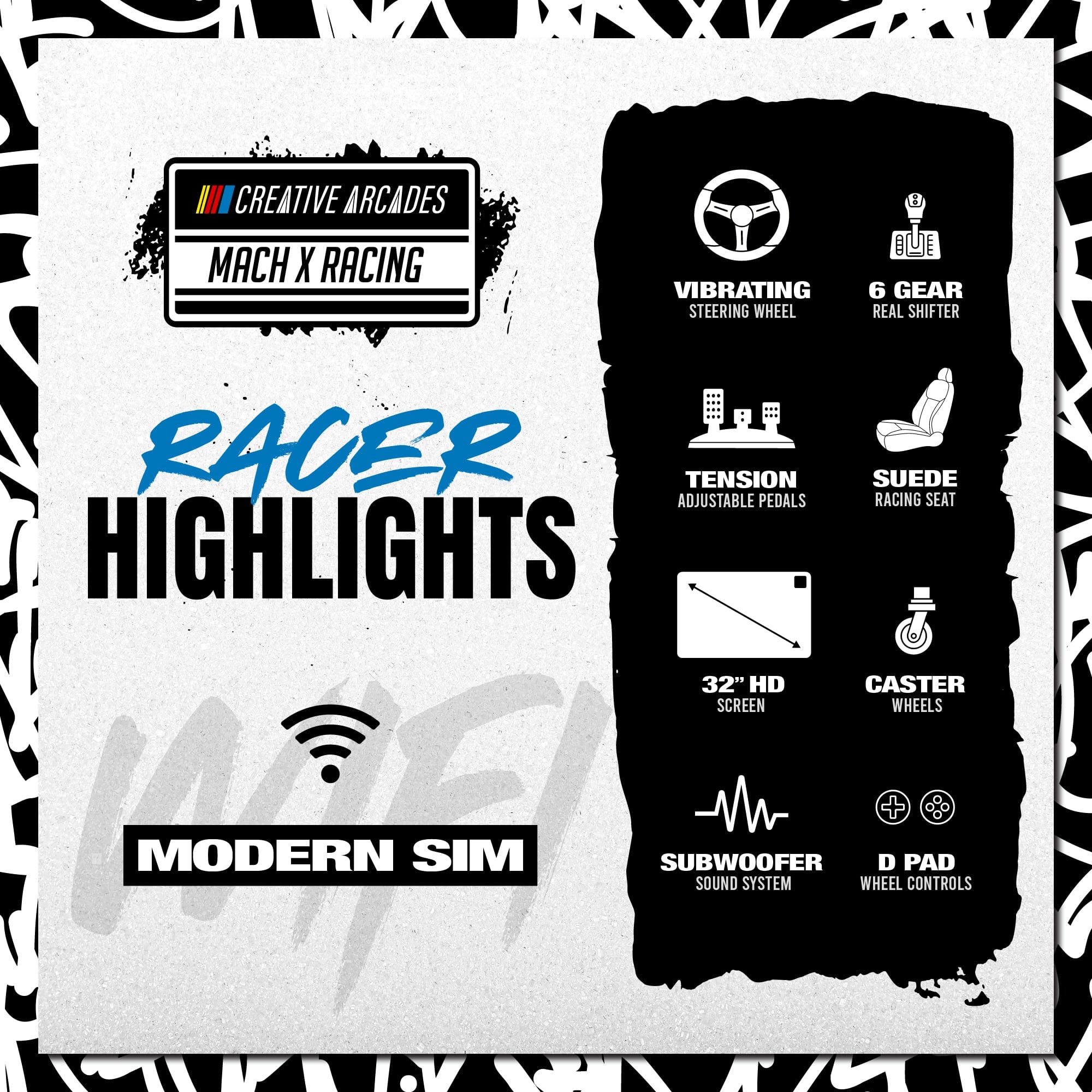 Creative Arcades Modern Racing Sim Machine (Wi-Fi Compatible)