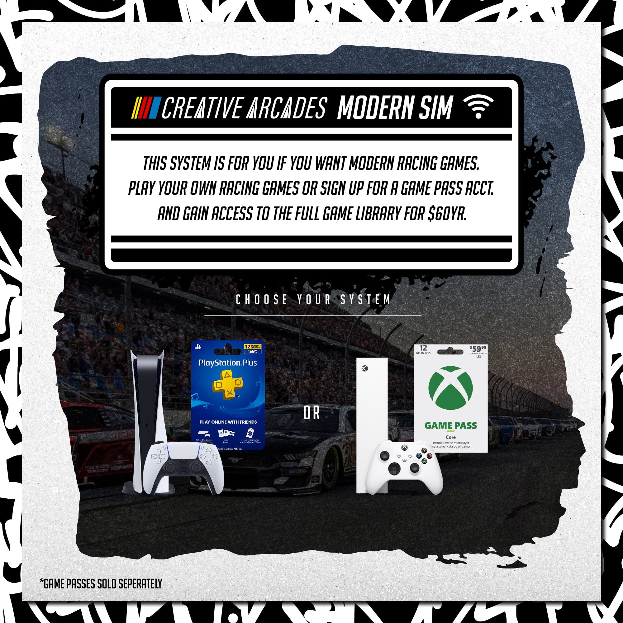 Creative Arcades Modern Racing Sim Machine (Wi-Fi Compatible)