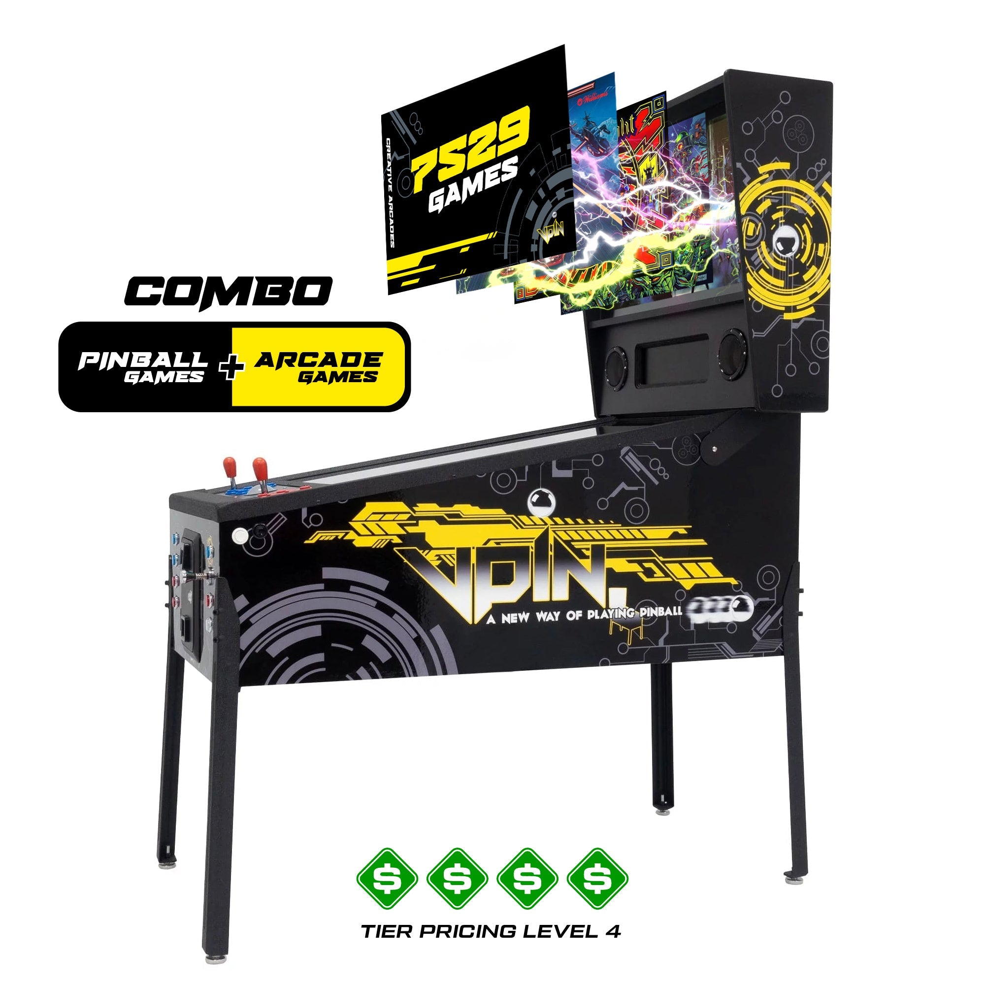 Creative Arcades The Pincade Combo 2-Player Pinball & Arcade Machine (7529 Games)