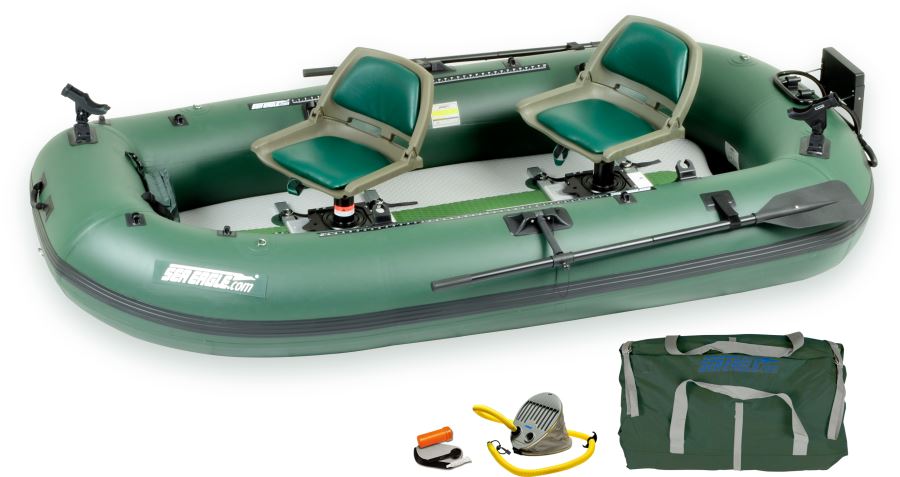 Sea Eagle Stealth Stalker STS10 Inflatable Portable Frameless Fishing Boat Pro Package, Green (New)