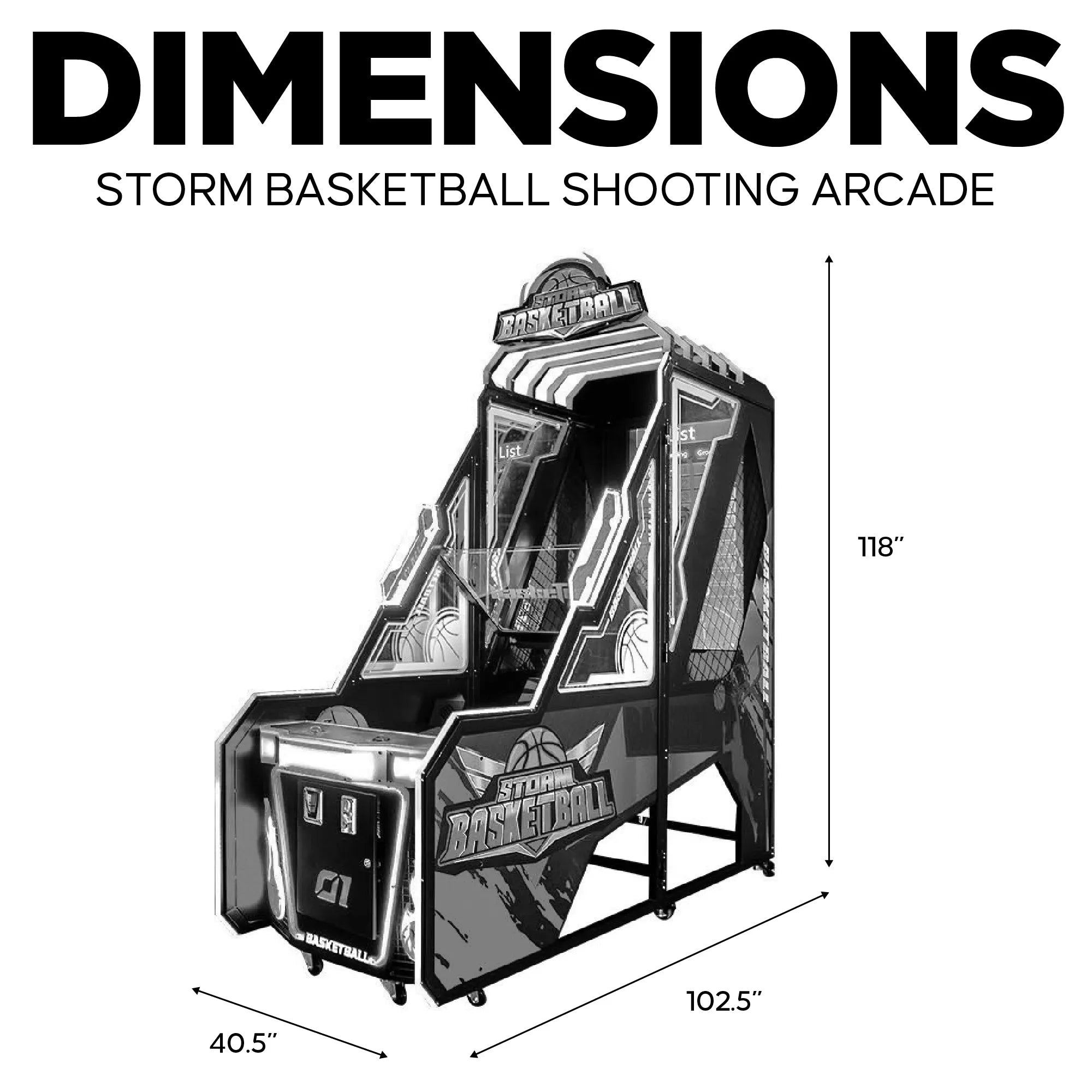 Creative Arcades Storm Basketball™ Digital Screen Shooting Arcade with Multi-Color Neon Lights
