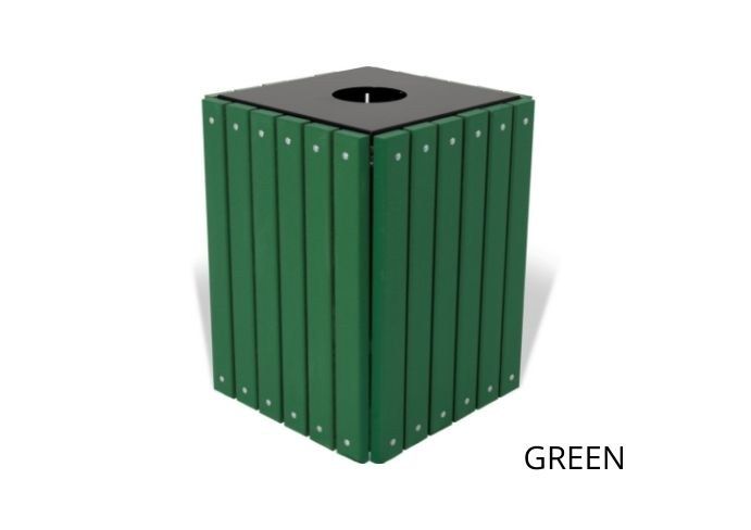 UltraSite 32 Gallon Square Receptacle, Recycled Plastic