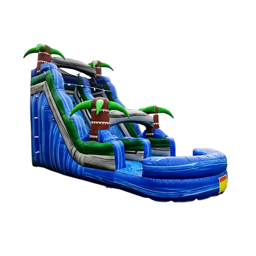 Bounce Horizon 16ft Big Tropical Single Lane Inflatable Water Slide with Pool