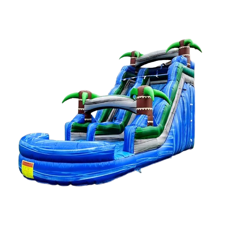 Bounce Horizon 16ft Big Tropical Single Lane Inflatable Water Slide with Pool