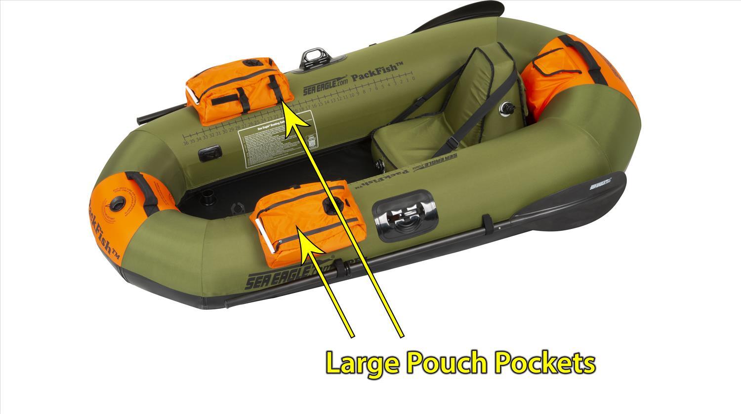 Sea Eagle PackFish 7 Inflatable Boat Pro Fishing Package, Green/Orange (New)