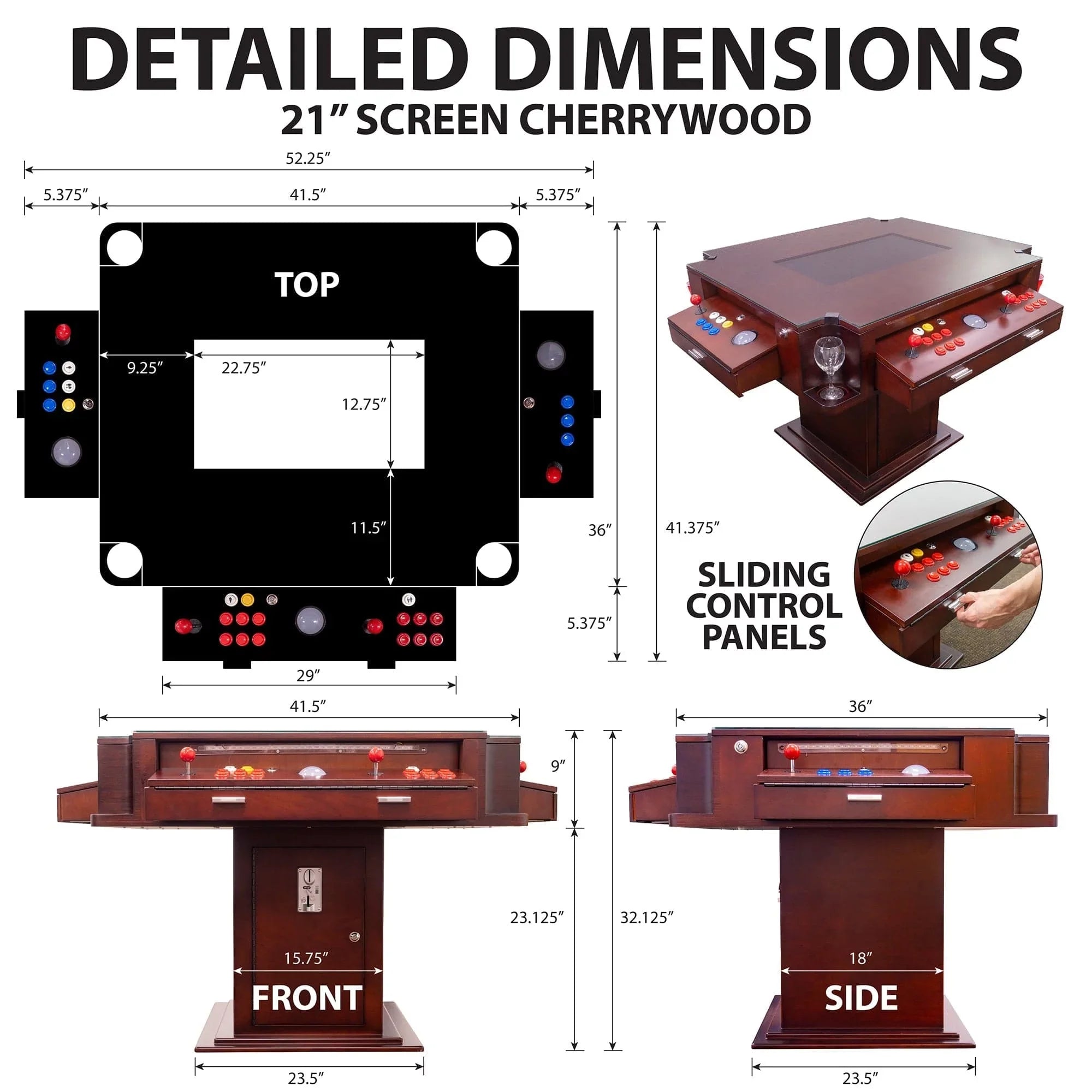 Creative Arcades Elegant Tilt Cherrywood Cocktail Arcade Machine