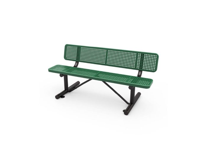 World Klass Play 6′ Commercial Metal Park Bench – Inground Mount
