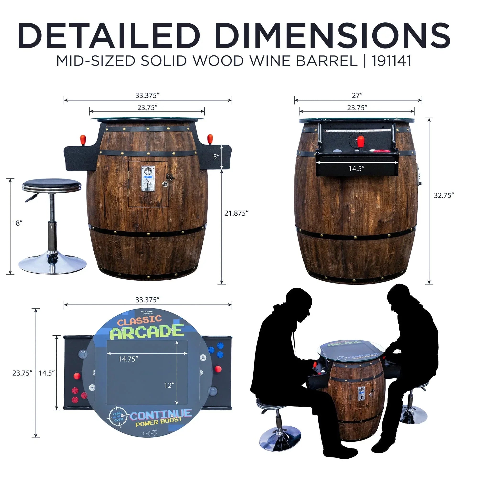 Creative Arcades Wine Barrel Cocktail Arcade Machine