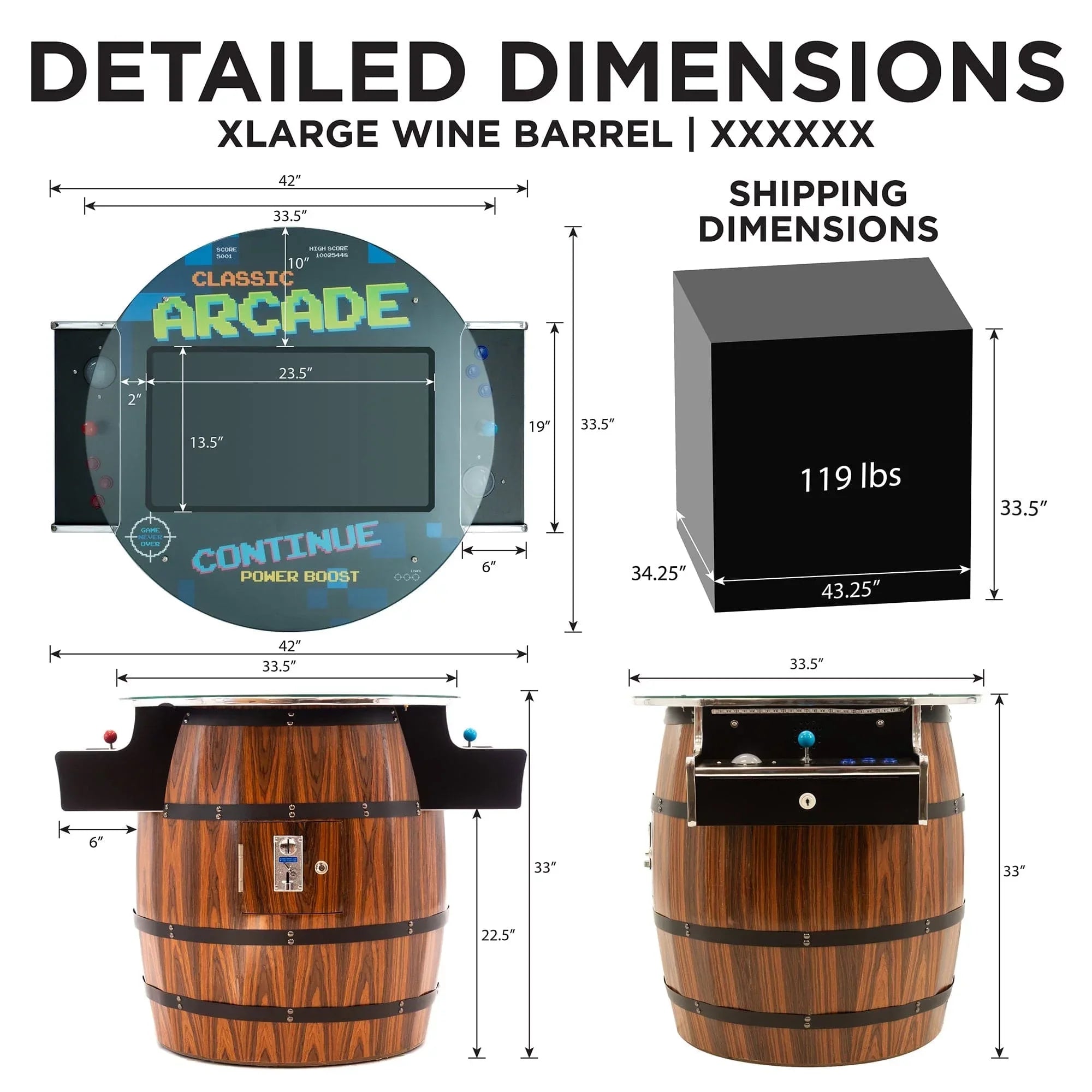 Creative Arcades Wine Barrel Cocktail Arcade Machine