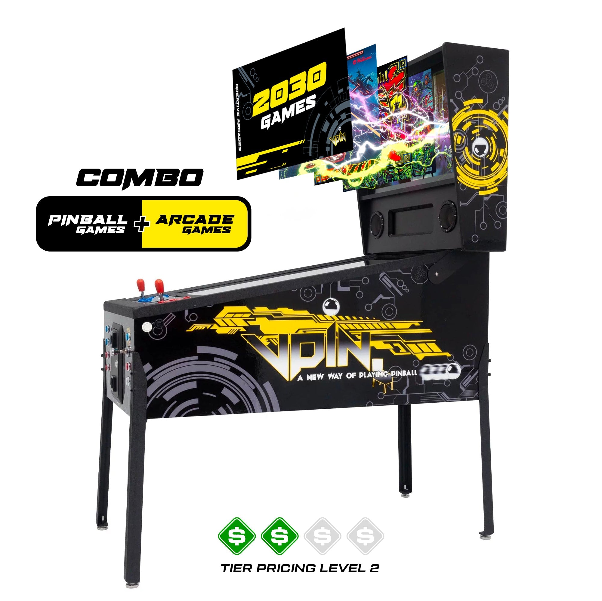 Creative Arcades The Pincade Combo 2-Player Pinball & Arcade Machine (2030 Games)
