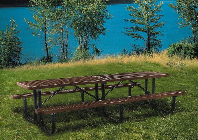 UltraSite 12’ Extra Heavy-Duty Shelter Table, 3 Legs / 2 Seats