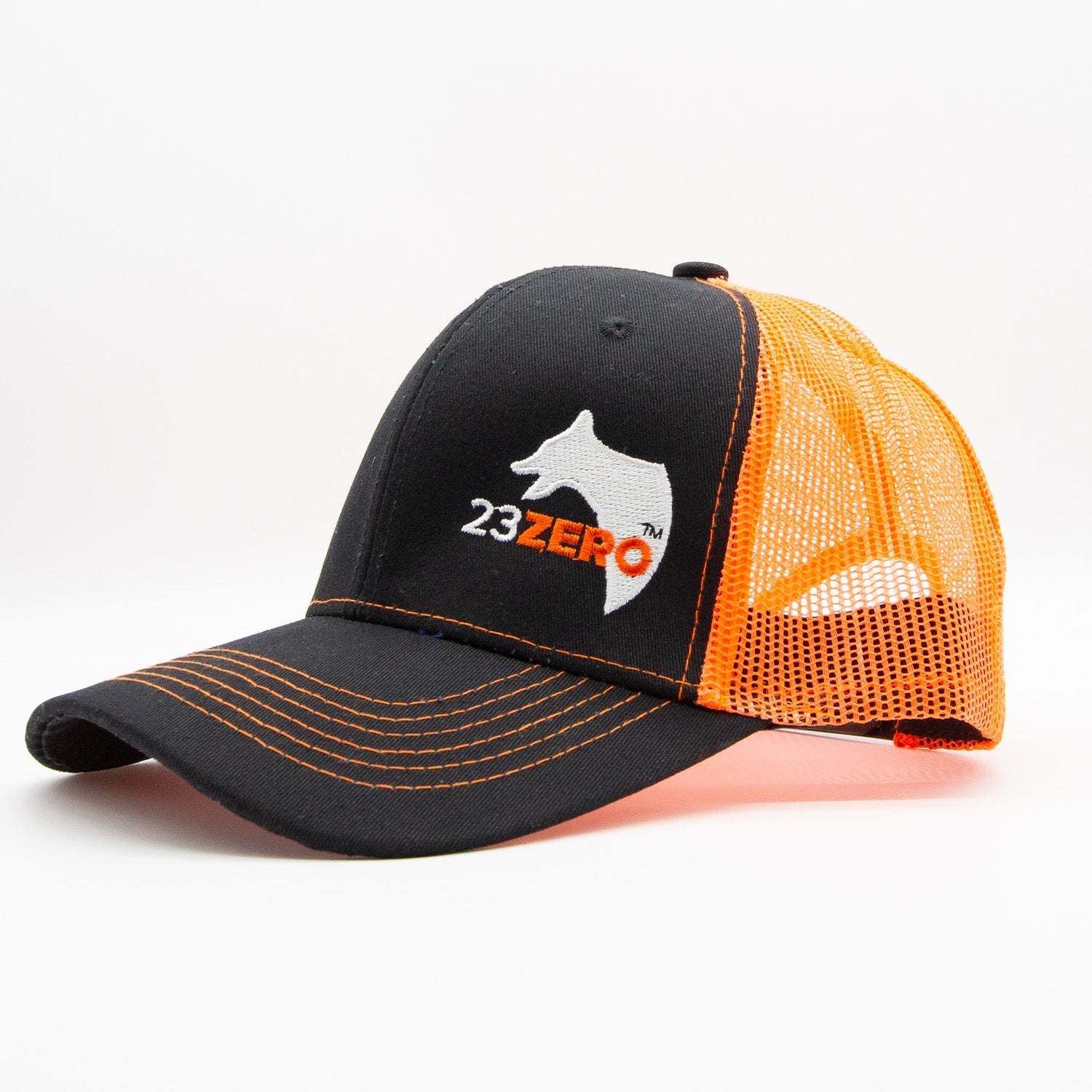 23Zero MER Adjustable Mesh Trucker Hat Black & Orange