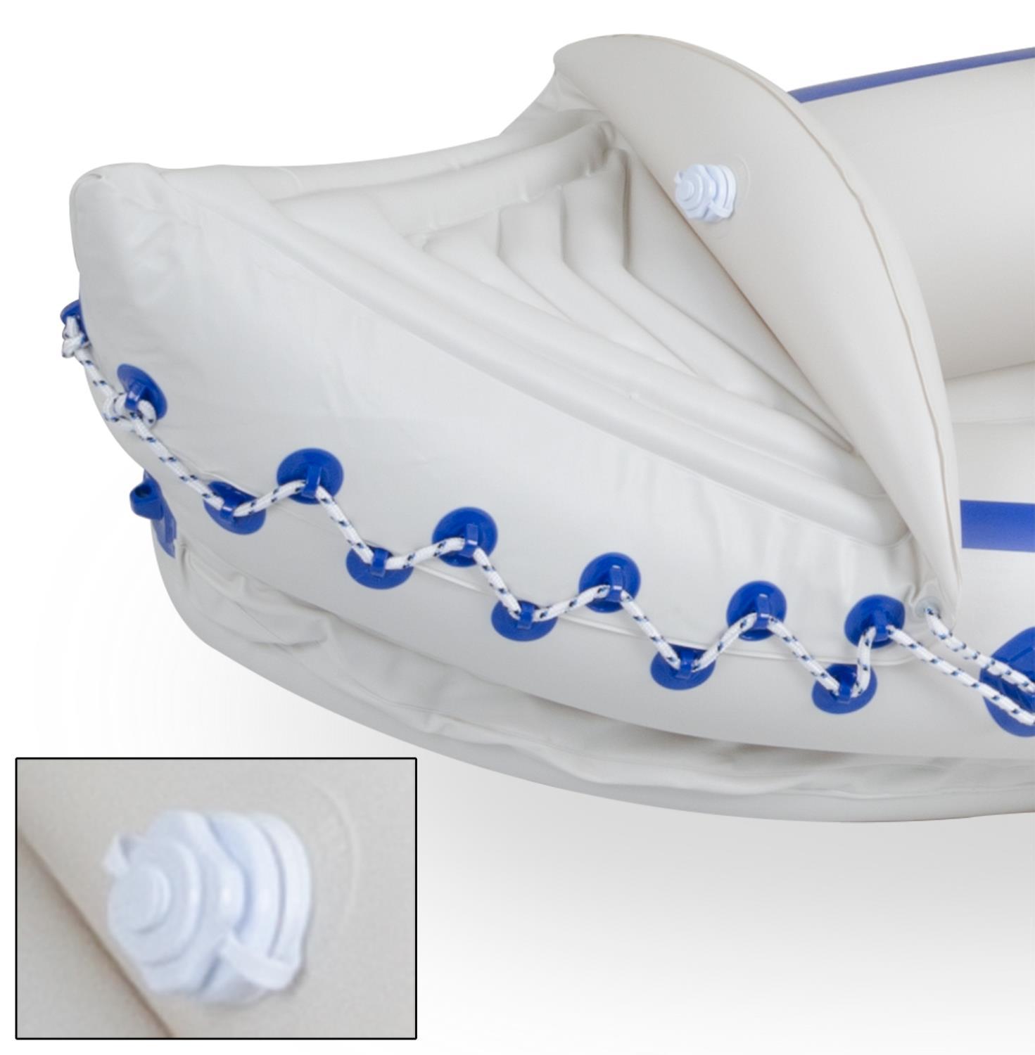 Sea Eagle 370 Inflatable Portable Sport Kayak Canoe 3-Person Pro Package with Paddles, White/Blue (New)