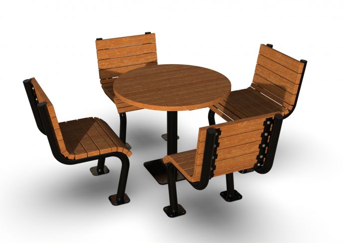 UltraSite 38" Denali Round Recycled Plastic Table, 4 Seat, Inground