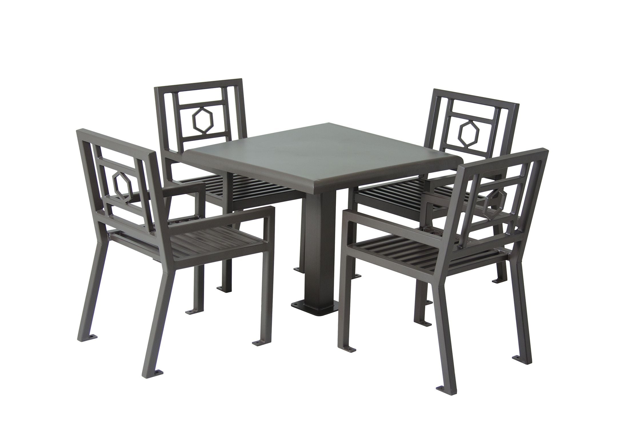 UltraSite 36" Square Huntington Table with 4 Chairs, Surface Mount