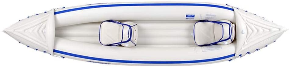 Sea Eagle 370 Inflatable Portable Sport Kayak Canoe 3-Person Pro Package with Paddles, White/Blue (New)