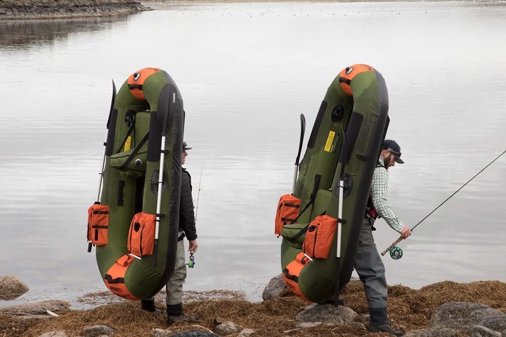 Sea Eagle PackFish 7 Inflatable Boat Pro Fishing Package, Green/Orange (New)