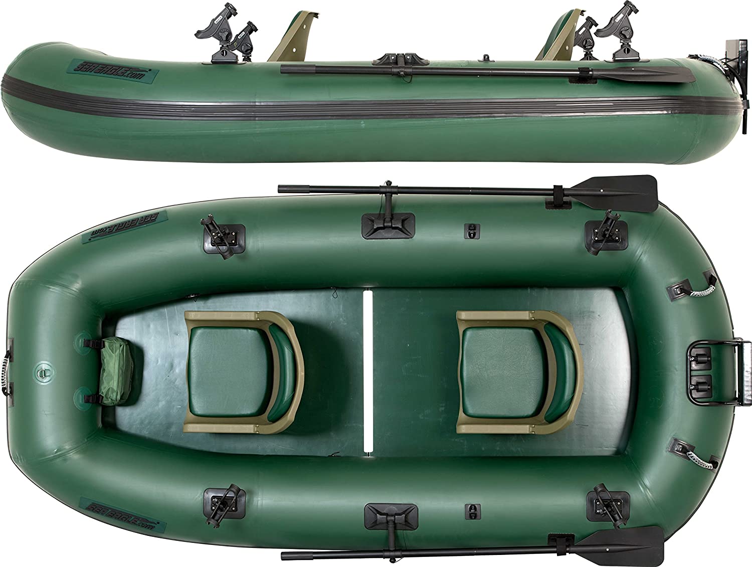 Sea Eagle Stealth Stalker STS10 Inflatable Portable Frameless Fishing Boat Pro Package, Green (New)