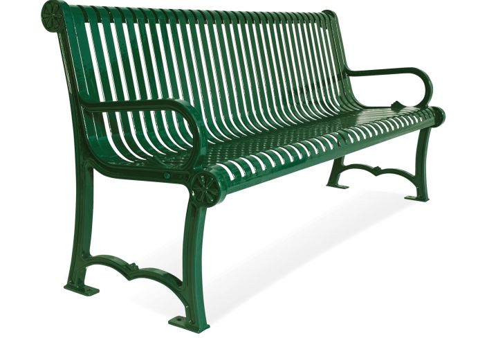 UltraSite 4' Charleston Bench with Back, Perforated