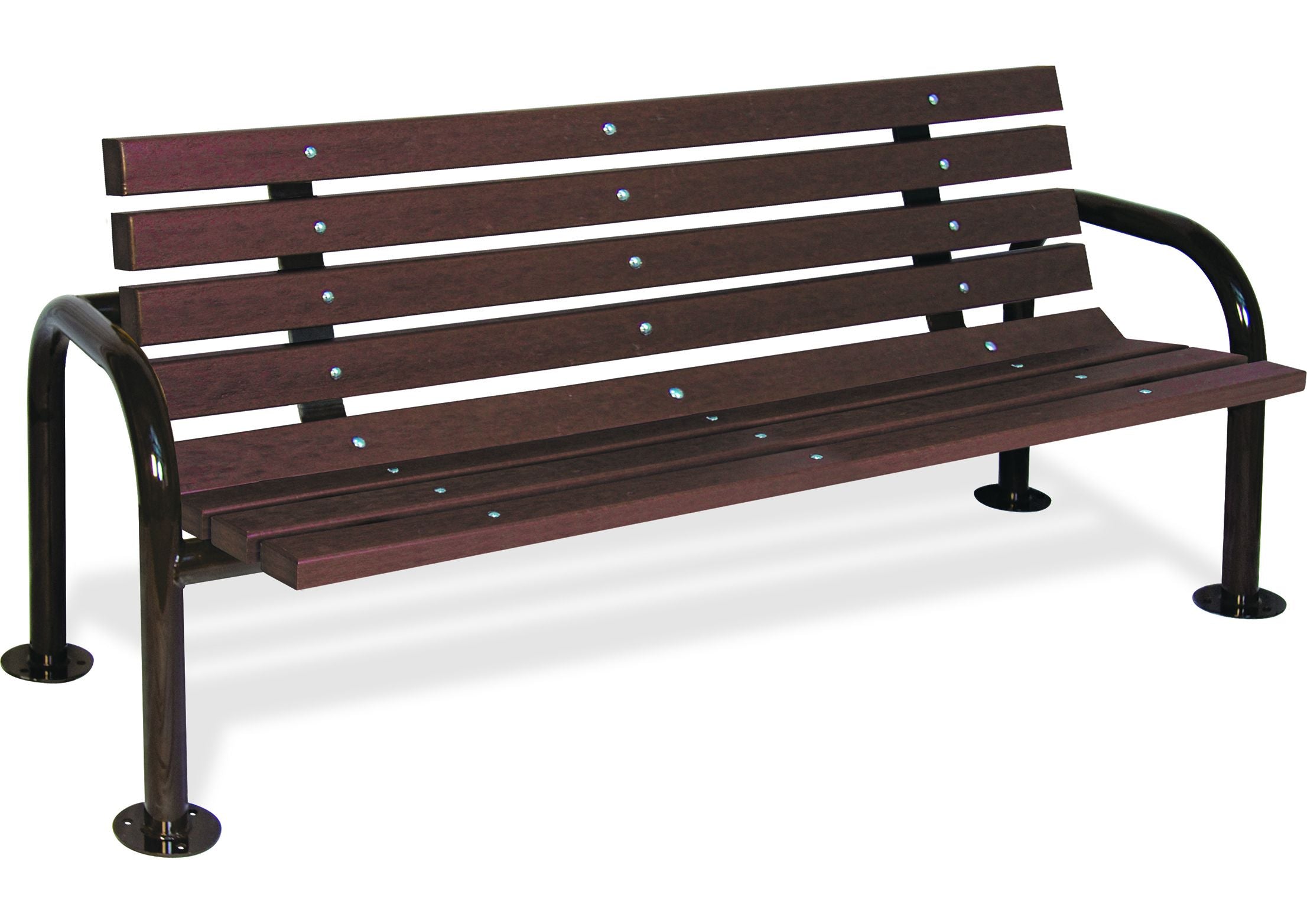 UltraSite 8' Double-Post Contour Park Bench, 8 Slats 2 X 4 Planks