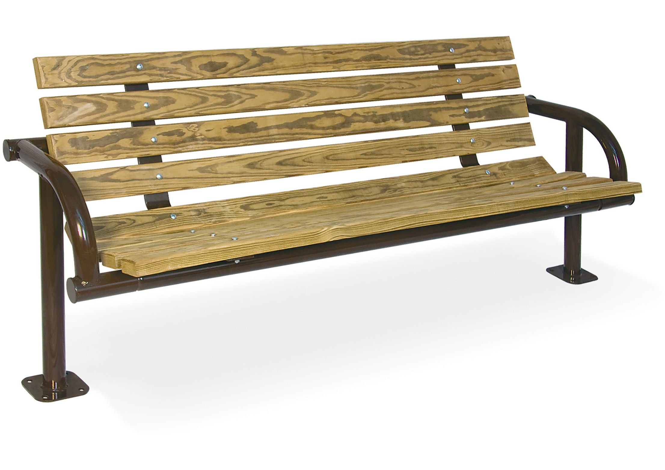 UltraSite 8' Single-Post Contour Park Bench, 8 Slats 2 X 4 Planks