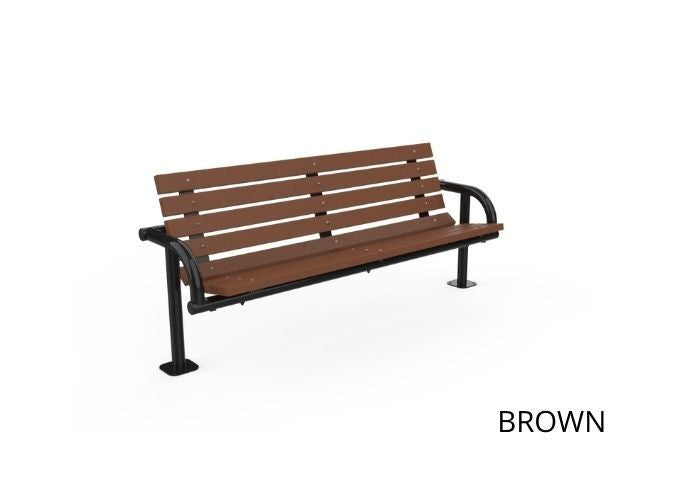 UltraSite 8' Single-Post Contour Park Bench, 8 Slats 2 X 4 Planks