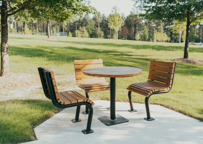 UltraSite 38.5" Denali Square Recycled Plastic Table, 3 Seat, Inground